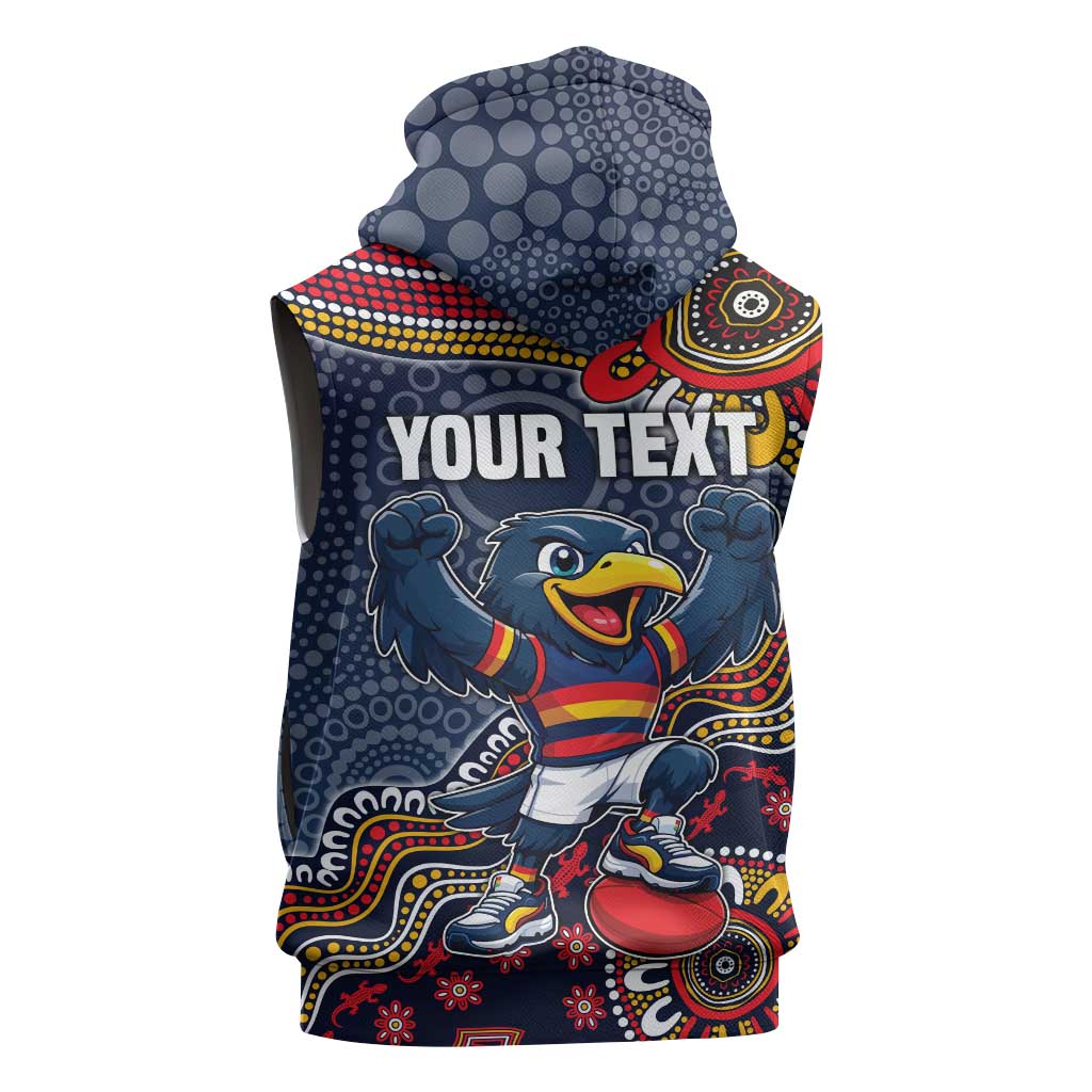 Personalized Adelaide Crows Mascot Sleeveless Zip Hoodie Aboriginal Dot Art Style Vibrant Indigenous Pattern Design
