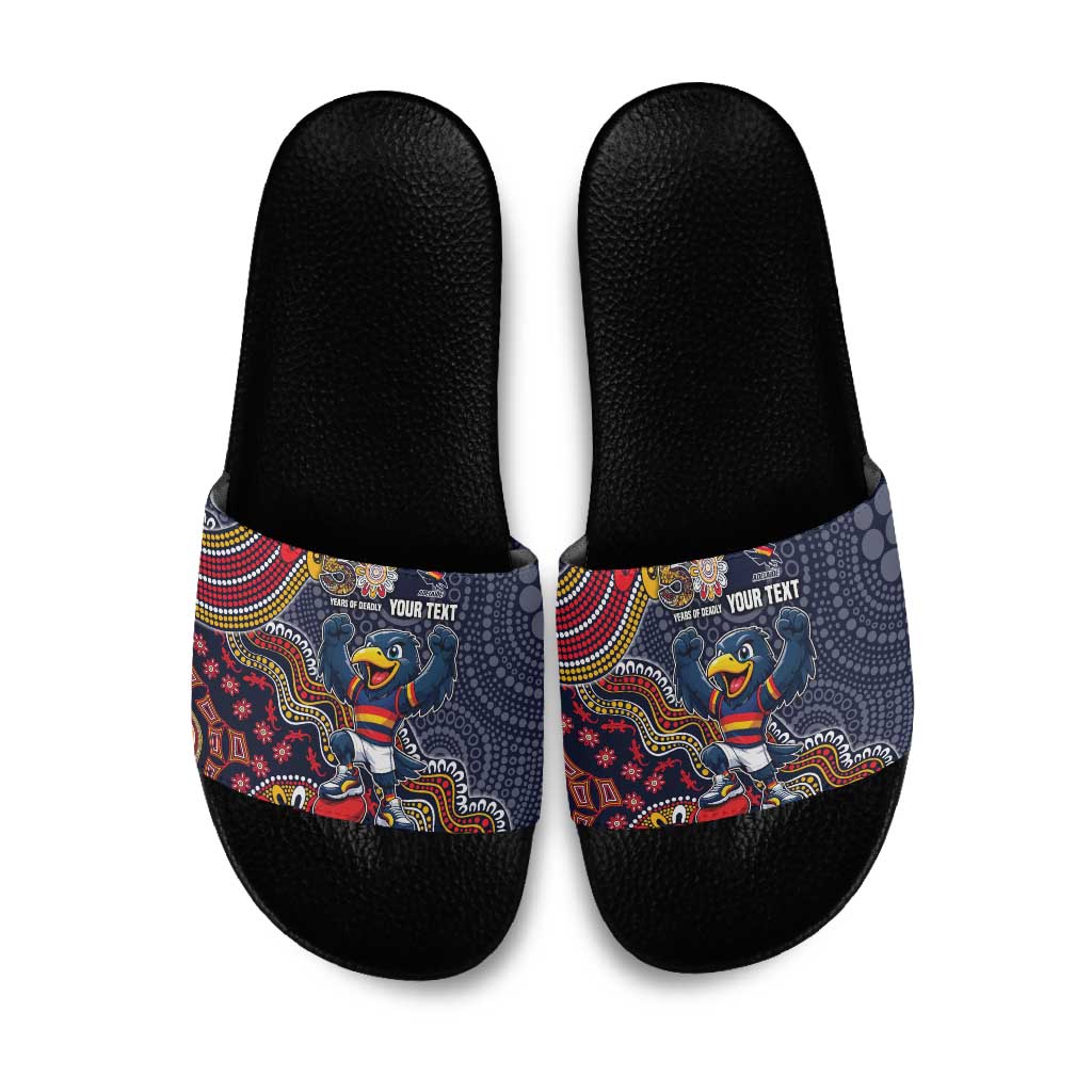 Personalized Adelaide Crows Mascot Slide Sandals Aboriginal Dot Art Style Vibrant Indigenous Pattern Design