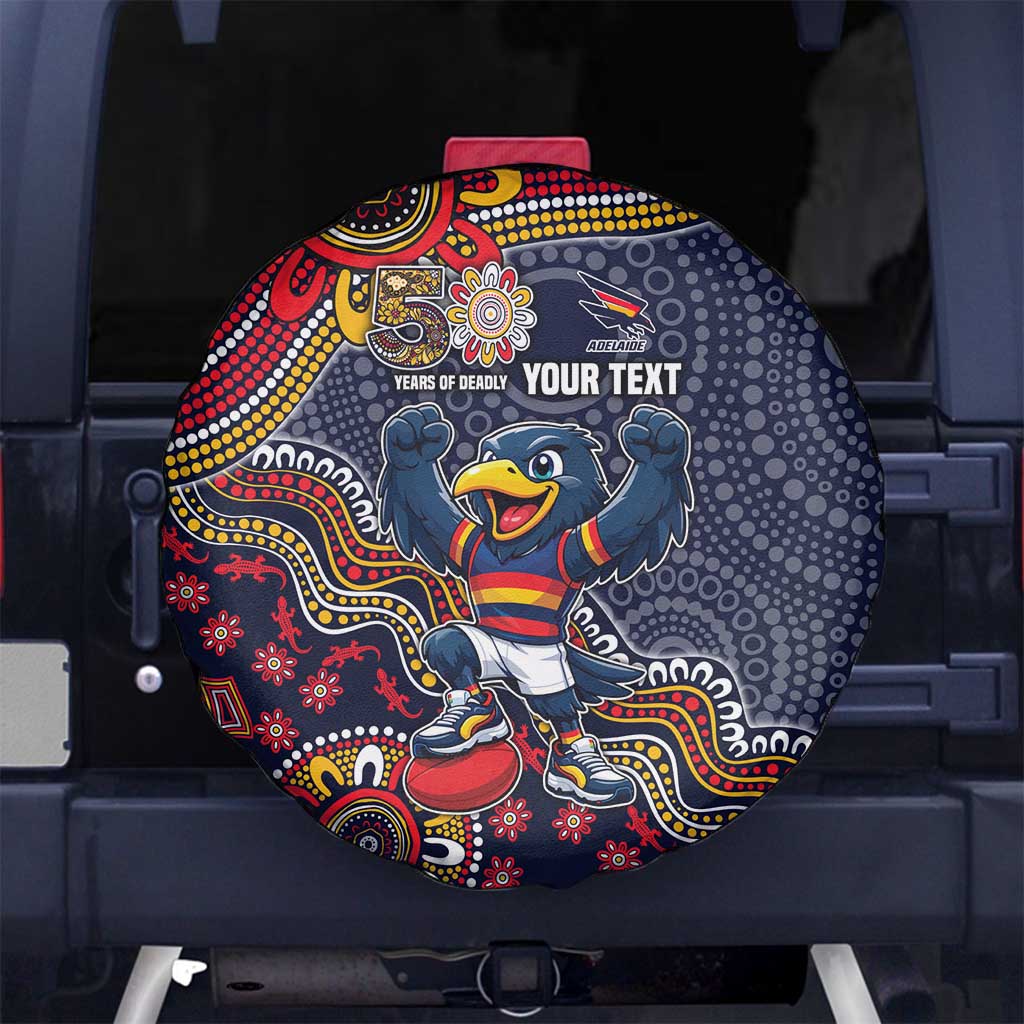 Personalized Adelaide Crows Mascot Spare Tire Cover Aboriginal Dot Art Style Vibrant Indigenous Pattern Design