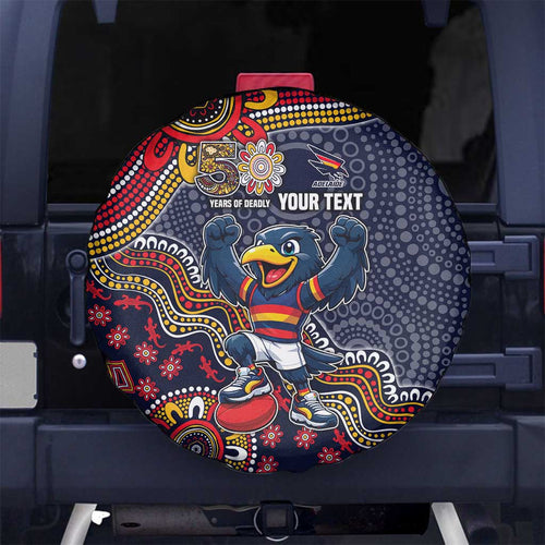 Personalized Adelaide Crows Mascot Spare Tire Cover Aboriginal Dot Art Style Vibrant Indigenous Pattern Design