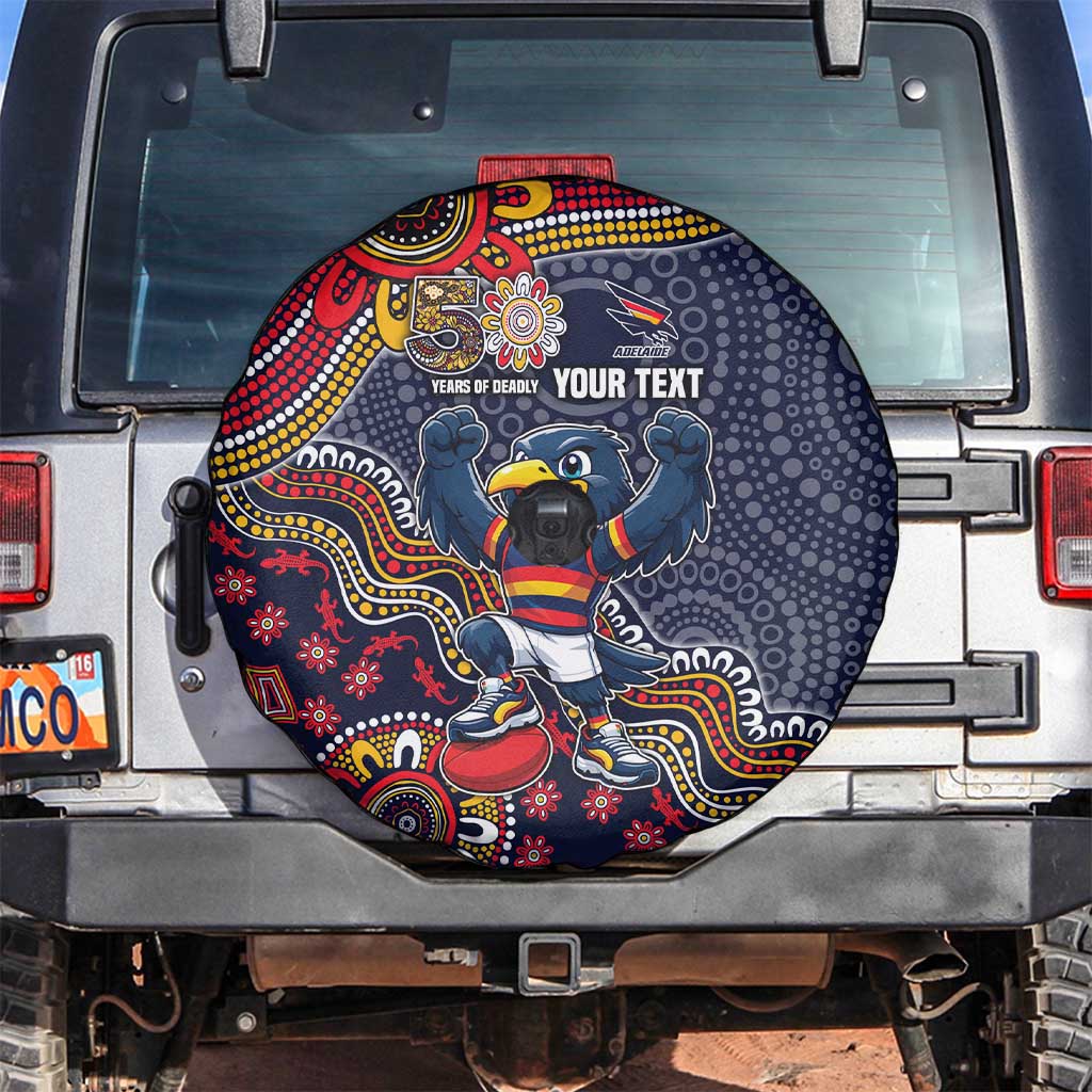 Personalized Adelaide Crows Mascot Spare Tire Cover Aboriginal Dot Art Style Vibrant Indigenous Pattern Design