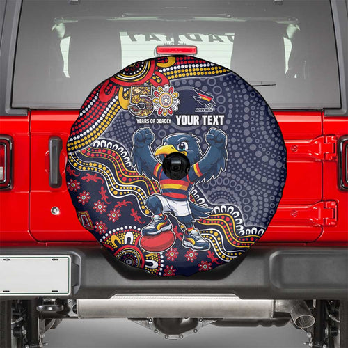 Personalized Adelaide Crows Mascot Spare Tire Cover Aboriginal Dot Art Style Vibrant Indigenous Pattern Design