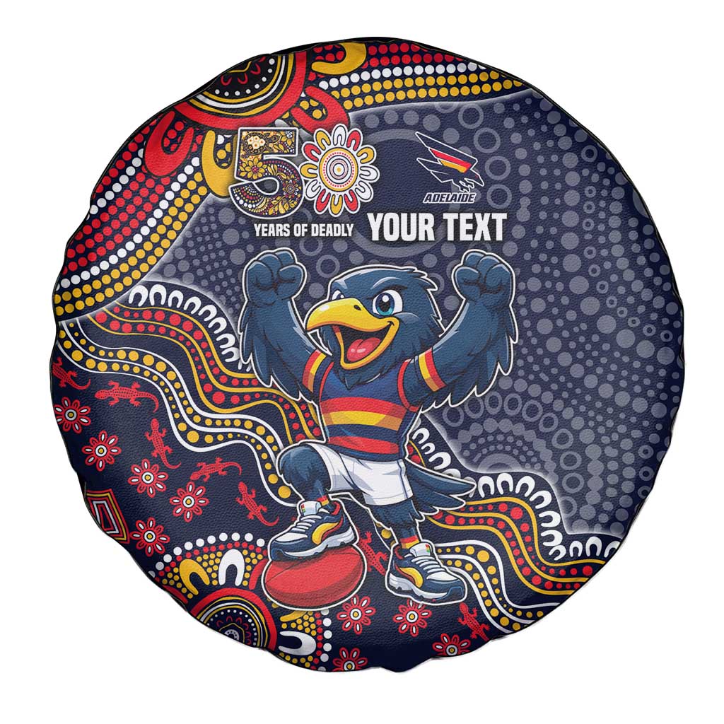 Personalized Adelaide Crows Mascot Spare Tire Cover Aboriginal Dot Art Style Vibrant Indigenous Pattern Design