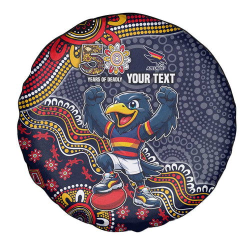 Personalized Adelaide Crows Mascot Spare Tire Cover Aboriginal Dot Art Style Vibrant Indigenous Pattern Design