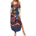 Personalized Adelaide Crows Mascot Summer Maxi Dress Aboriginal Dot Art Style Vibrant Indigenous Pattern Design