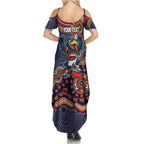 Personalized Adelaide Crows Mascot Summer Maxi Dress Aboriginal Dot Art Style Vibrant Indigenous Pattern Design
