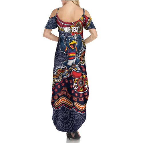 Personalized Adelaide Crows Mascot Summer Maxi Dress Aboriginal Dot Art Style Vibrant Indigenous Pattern Design