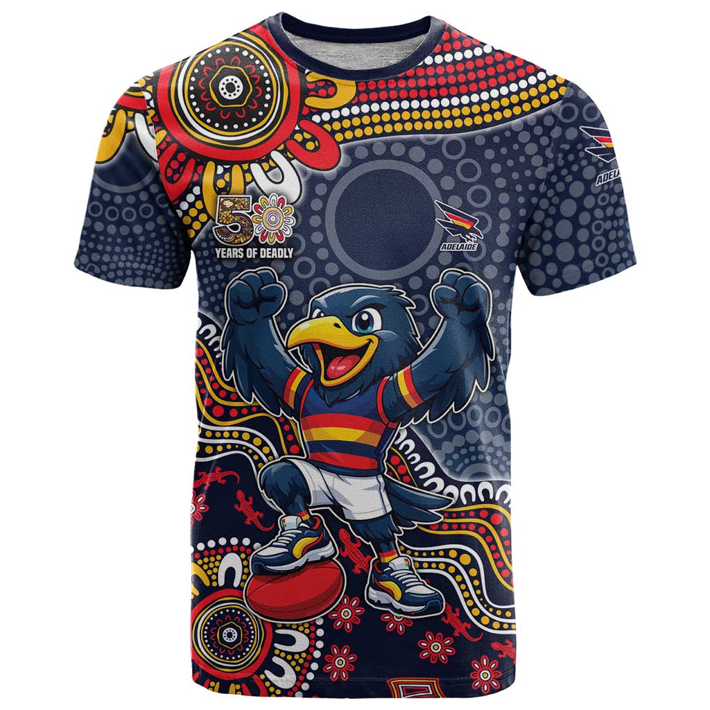 Personalized Adelaide Crows Mascot T Shirt Aboriginal Dot Art Style Vibrant Indigenous Pattern Design
