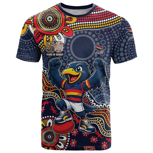 Personalized Adelaide Crows Mascot T Shirt Aboriginal Dot Art Style Vibrant Indigenous Pattern Design