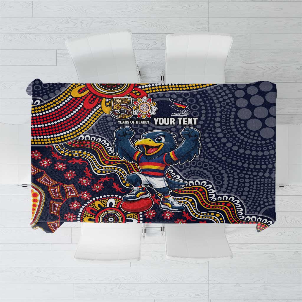 Personalized Adelaide Crows Mascot Tablecloth Aboriginal Dot Art Style Vibrant Indigenous Pattern Design