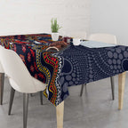 Personalized Adelaide Crows Mascot Tablecloth Aboriginal Dot Art Style Vibrant Indigenous Pattern Design