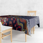 Personalized Adelaide Crows Mascot Tablecloth Aboriginal Dot Art Style Vibrant Indigenous Pattern Design