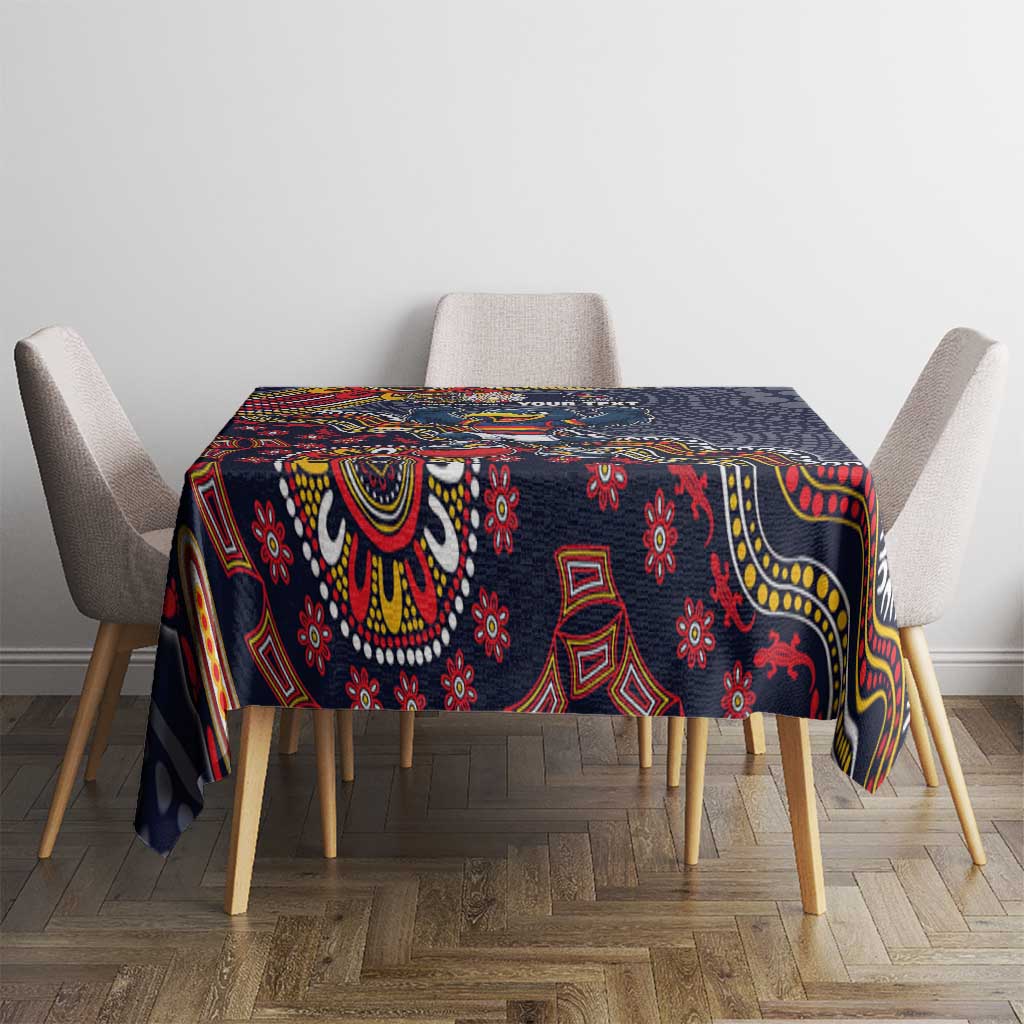 Personalized Adelaide Crows Mascot Tablecloth Aboriginal Dot Art Style Vibrant Indigenous Pattern Design
