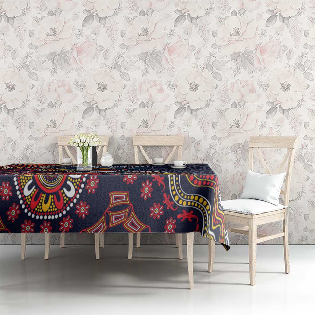 Personalized Adelaide Crows Mascot Tablecloth Aboriginal Dot Art Style Vibrant Indigenous Pattern Design