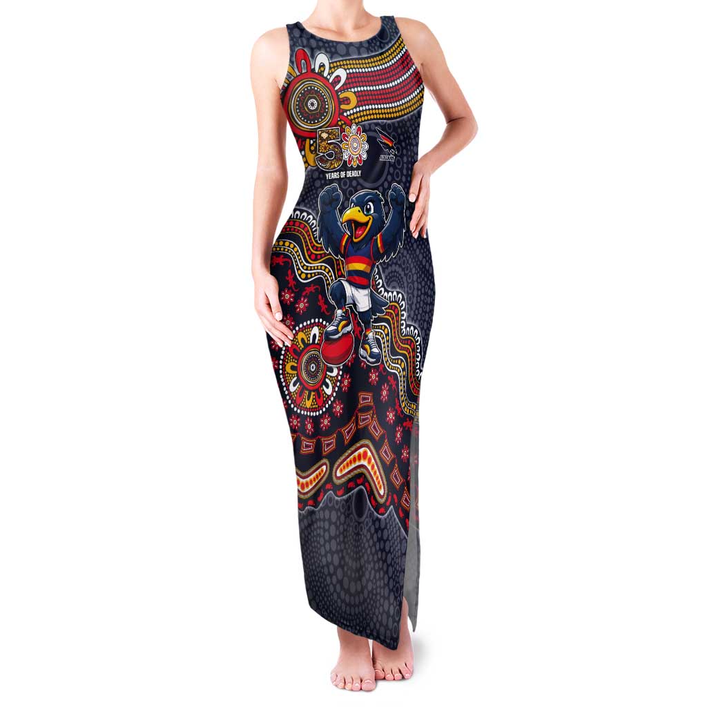 Personalized Adelaide Crows Mascot Tank Maxi Dress Aboriginal Dot Art Style Vibrant Indigenous Pattern Design