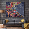 Personalized Adelaide Crows Mascot Tapestry Aboriginal Dot Art Style Vibrant Indigenous Pattern Design