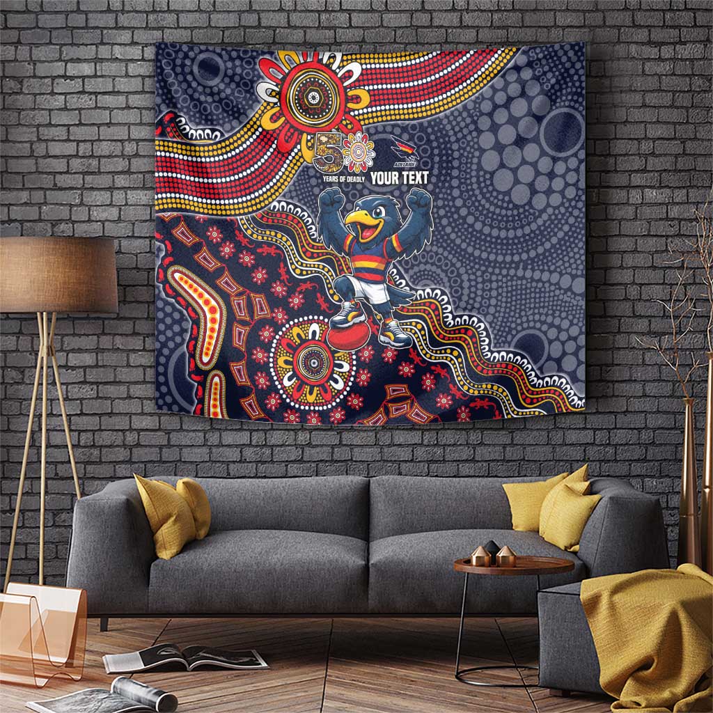 Personalized Adelaide Crows Mascot Tapestry Aboriginal Dot Art Style Vibrant Indigenous Pattern Design