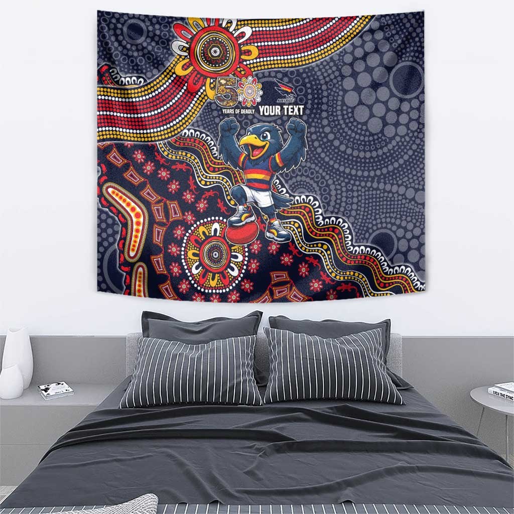 Personalized Adelaide Crows Mascot Tapestry Aboriginal Dot Art Style Vibrant Indigenous Pattern Design