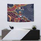 Personalized Adelaide Crows Mascot Tapestry Aboriginal Dot Art Style Vibrant Indigenous Pattern Design