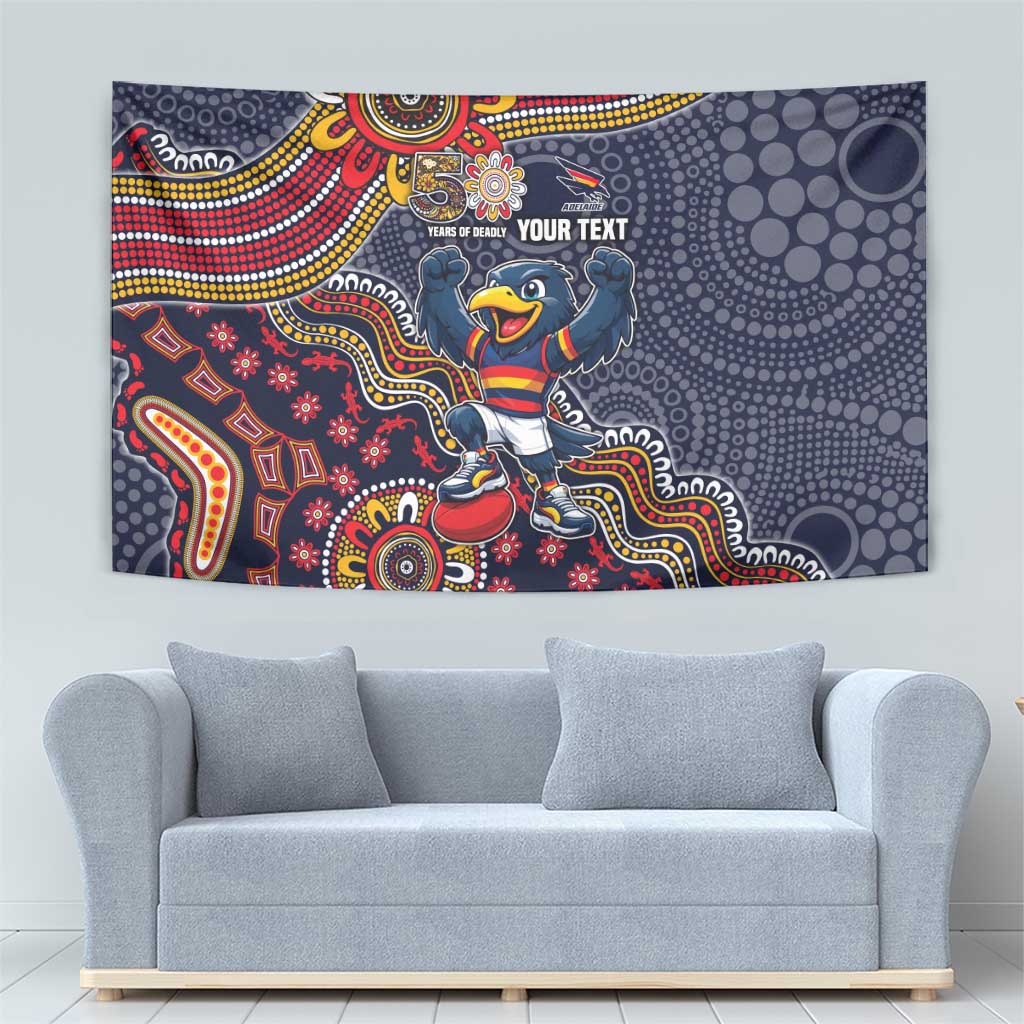 Personalized Adelaide Crows Mascot Tapestry Aboriginal Dot Art Style Vibrant Indigenous Pattern Design