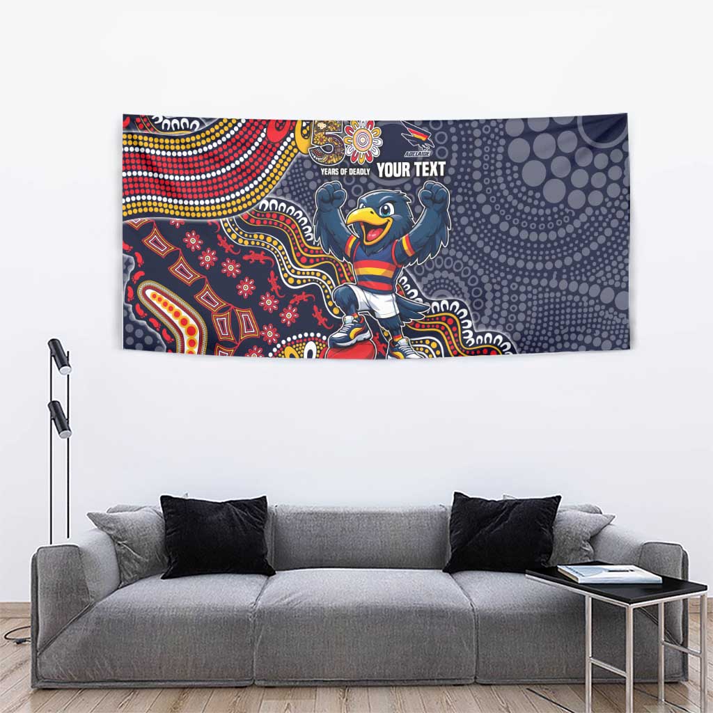 Personalized Adelaide Crows Mascot Tapestry Aboriginal Dot Art Style Vibrant Indigenous Pattern Design