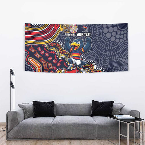 Personalized Adelaide Crows Mascot Tapestry Aboriginal Dot Art Style Vibrant Indigenous Pattern Design