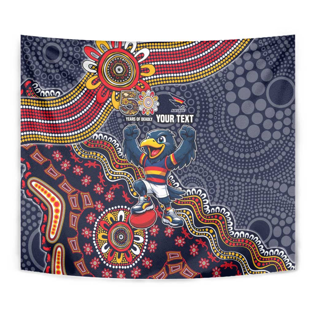 Personalized Adelaide Crows Mascot Tapestry Aboriginal Dot Art Style Vibrant Indigenous Pattern Design