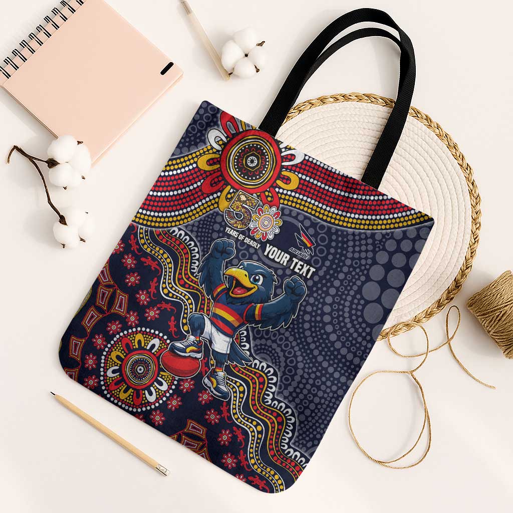 Personalized Adelaide Crows Mascot Tote Bag Aboriginal Dot Art Style Vibrant Indigenous Pattern Design