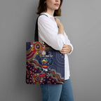 Personalized Adelaide Crows Mascot Tote Bag Aboriginal Dot Art Style Vibrant Indigenous Pattern Design