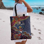Personalized Adelaide Crows Mascot Tote Bag Aboriginal Dot Art Style Vibrant Indigenous Pattern Design