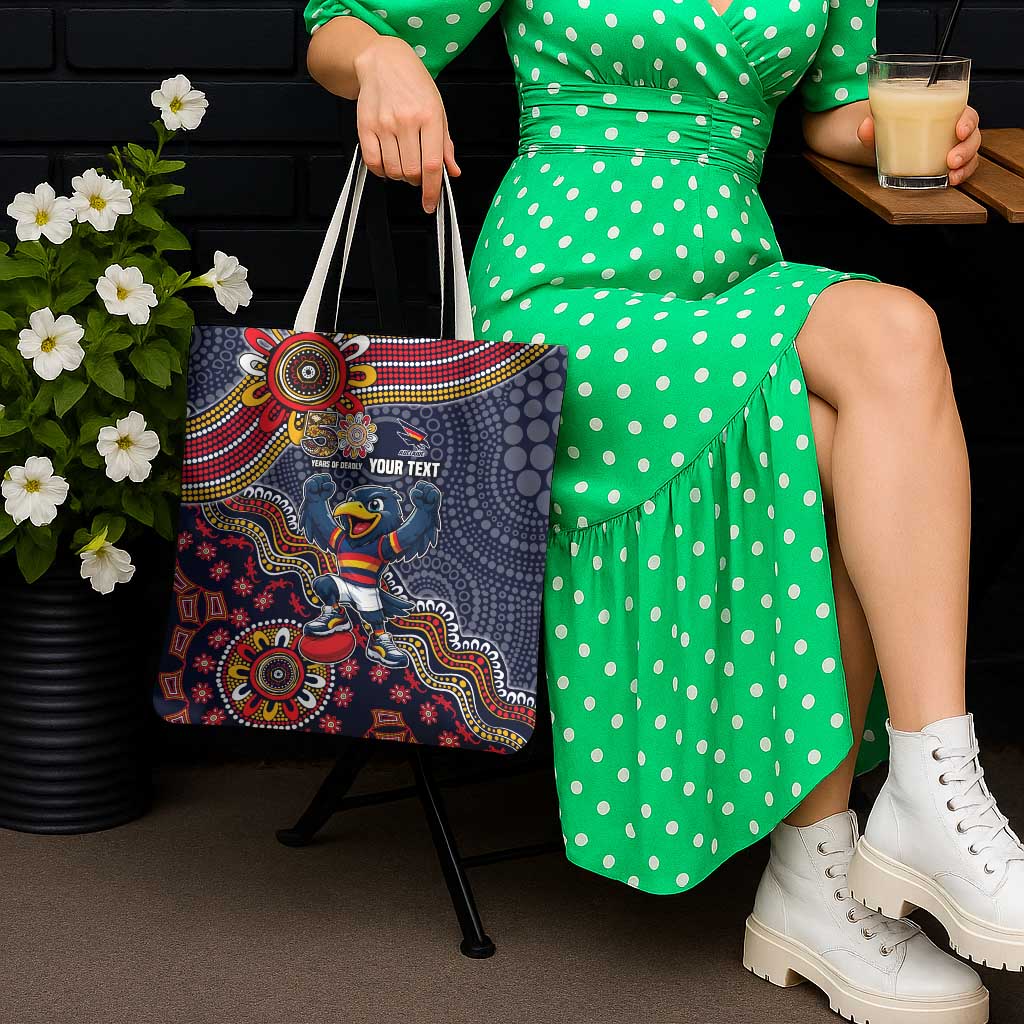 Personalized Adelaide Crows Mascot Tote Bag Aboriginal Dot Art Style Vibrant Indigenous Pattern Design