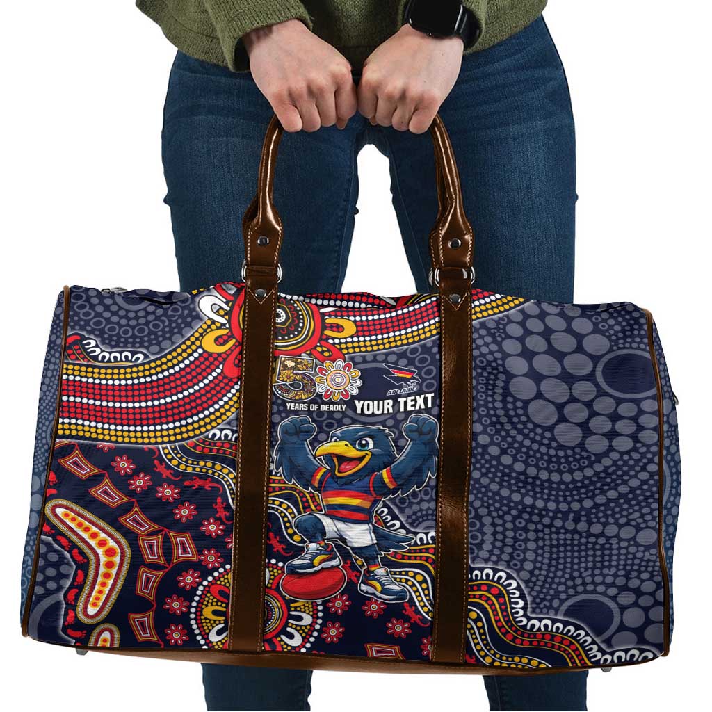Personalized Adelaide Crows Mascot Travel Bag Aboriginal Dot Art Style Vibrant Indigenous Pattern Design