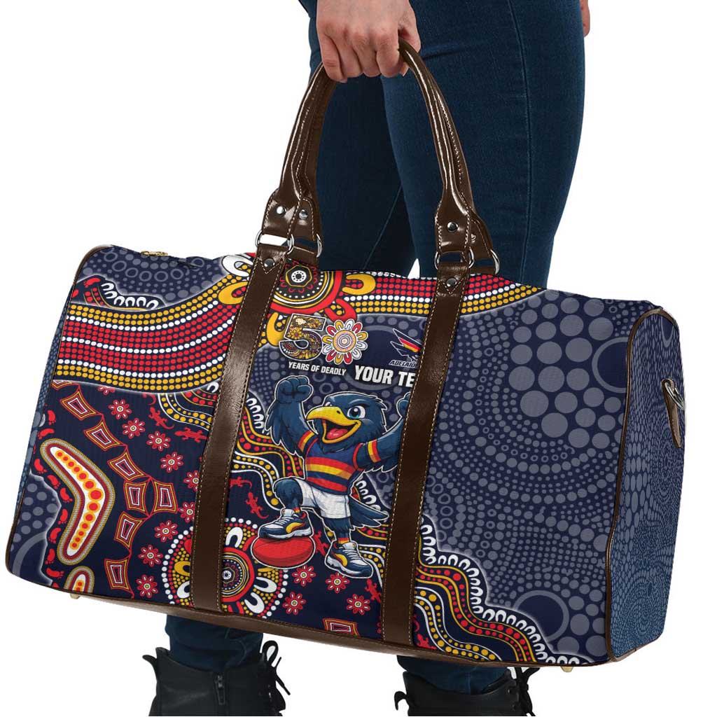Personalized Adelaide Crows Mascot Travel Bag Aboriginal Dot Art Style Vibrant Indigenous Pattern Design