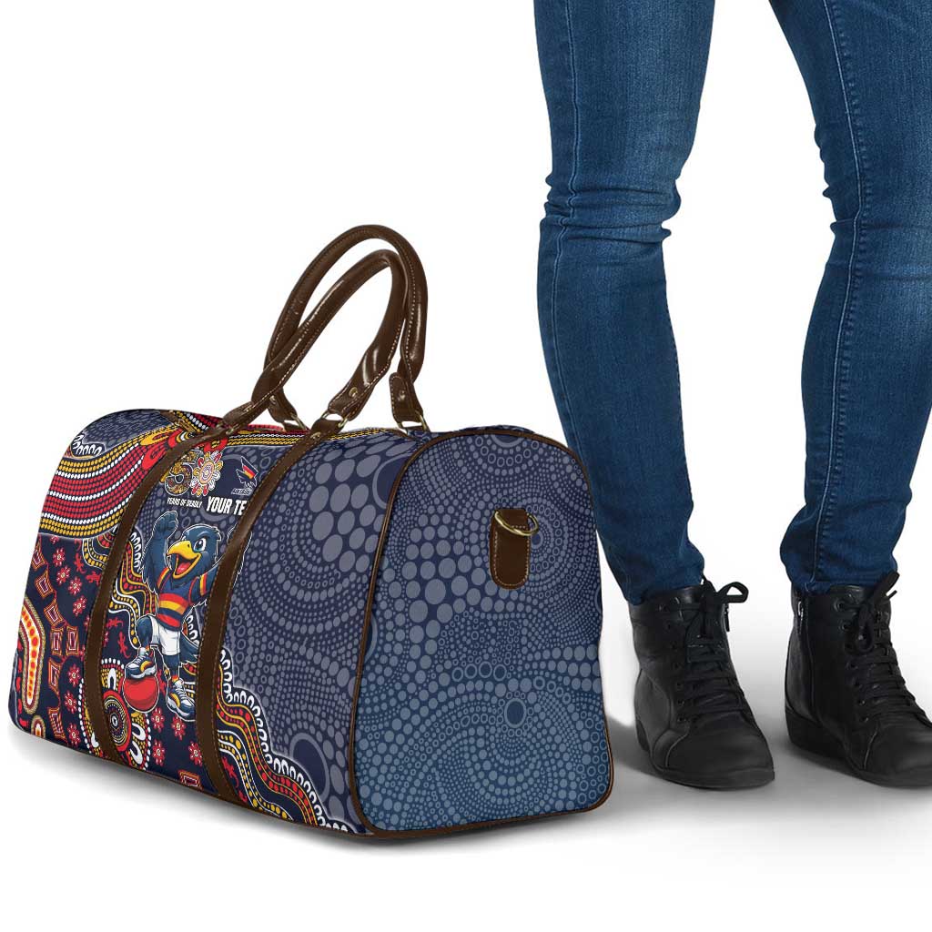 Personalized Adelaide Crows Mascot Travel Bag Aboriginal Dot Art Style Vibrant Indigenous Pattern Design