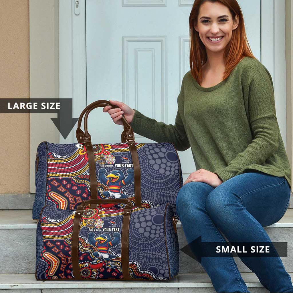 Personalized Adelaide Crows Mascot Travel Bag Aboriginal Dot Art Style Vibrant Indigenous Pattern Design