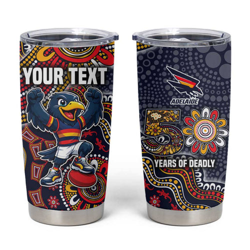 Personalized Adelaide Crows Mascot Tumbler Cup Aboriginal Dot Art Style Vibrant Indigenous Pattern Design
