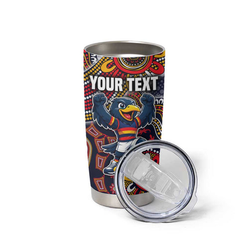Personalized Adelaide Crows Mascot Tumbler Cup Aboriginal Dot Art Style Vibrant Indigenous Pattern Design