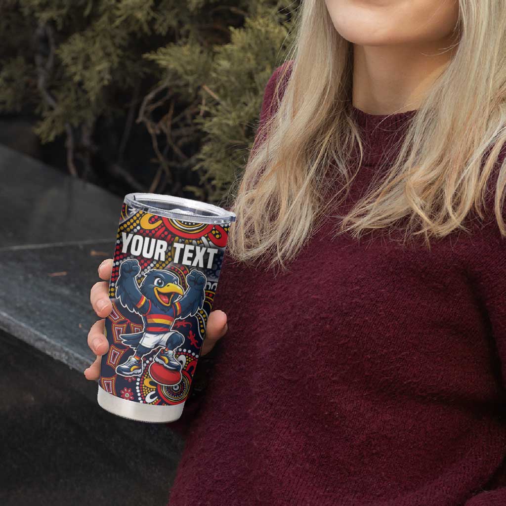 Personalized Adelaide Crows Mascot Tumbler Cup Aboriginal Dot Art Style Vibrant Indigenous Pattern Design
