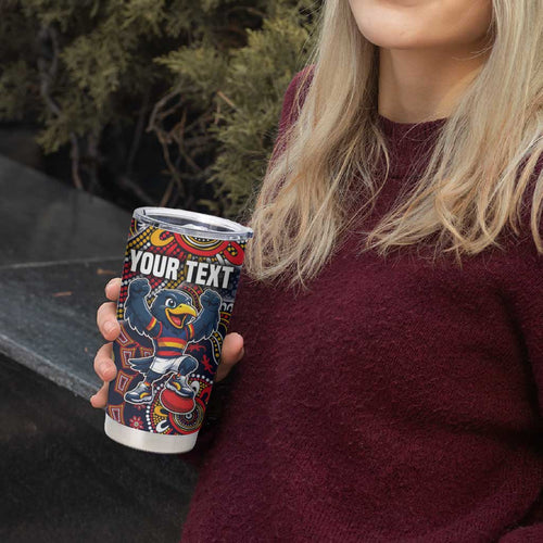 Personalized Adelaide Crows Mascot Tumbler Cup Aboriginal Dot Art Style Vibrant Indigenous Pattern Design