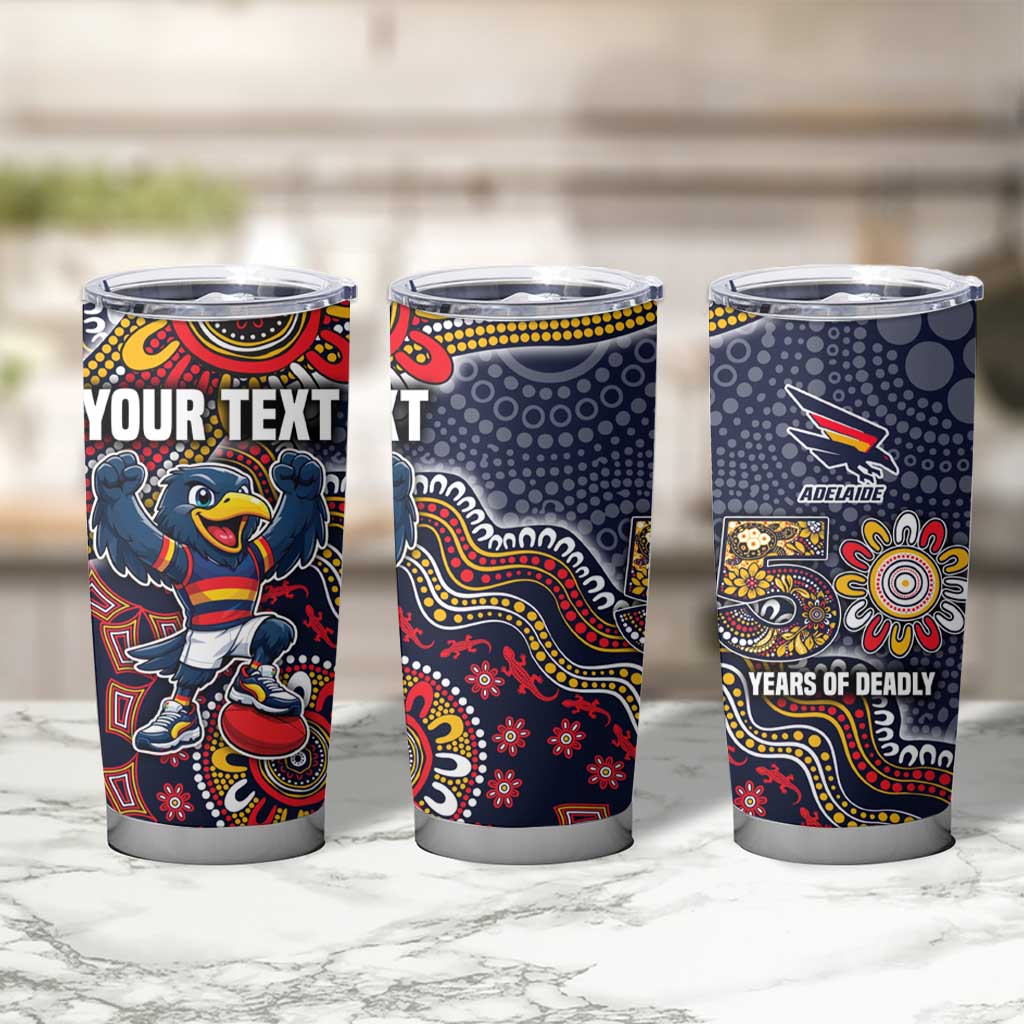 Personalized Adelaide Crows Mascot Tumbler Cup Aboriginal Dot Art Style Vibrant Indigenous Pattern Design