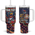 Personalized Adelaide Crows Mascot Tumbler With Handle Aboriginal Dot Art Style Vibrant Indigenous Pattern Design