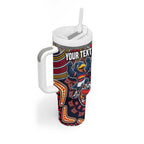 Personalized Adelaide Crows Mascot Tumbler With Handle Aboriginal Dot Art Style Vibrant Indigenous Pattern Design