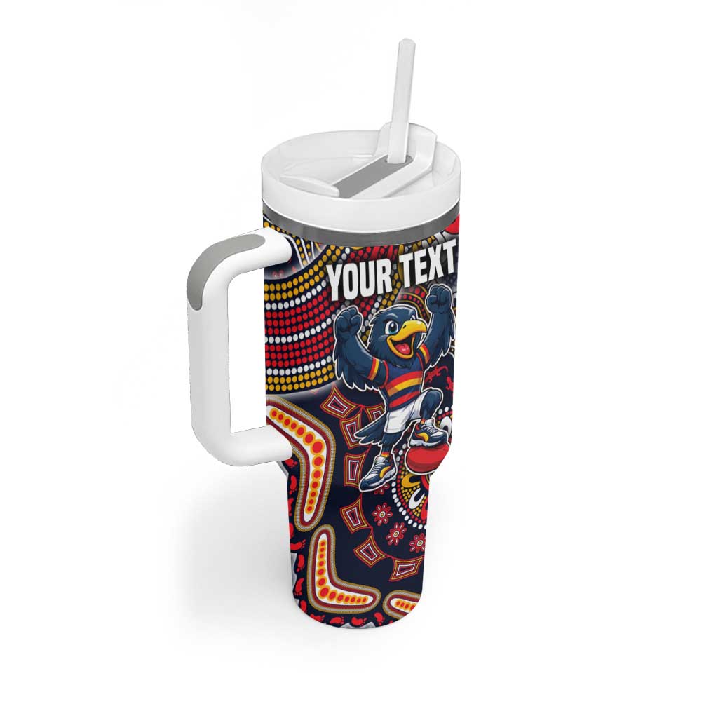 Personalized Adelaide Crows Mascot Tumbler With Handle Aboriginal Dot Art Style Vibrant Indigenous Pattern Design