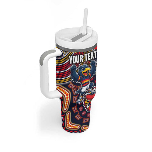 Personalized Adelaide Crows Mascot Tumbler With Handle Aboriginal Dot Art Style Vibrant Indigenous Pattern Design