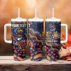 Personalized Adelaide Crows Mascot Tumbler With Handle Aboriginal Dot Art Style Vibrant Indigenous Pattern Design