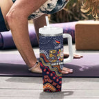 Personalized Adelaide Crows Mascot Tumbler With Handle Aboriginal Dot Art Style Vibrant Indigenous Pattern Design