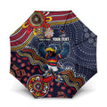 Personalized Adelaide Crows Mascot Umbrella Aboriginal Dot Art Style Vibrant Indigenous Pattern Design