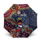Personalized Adelaide Crows Mascot Umbrella Aboriginal Dot Art Style Vibrant Indigenous Pattern Design