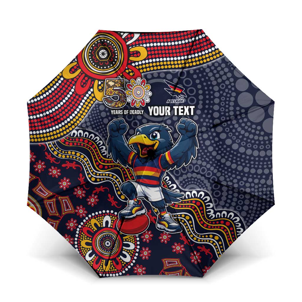 Personalized Adelaide Crows Mascot Umbrella Aboriginal Dot Art Style Vibrant Indigenous Pattern Design