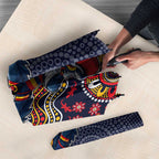 Personalized Adelaide Crows Mascot Umbrella Aboriginal Dot Art Style Vibrant Indigenous Pattern Design